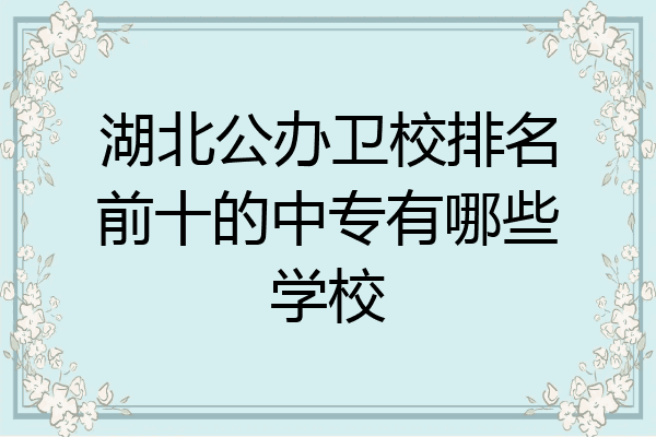 湖北公办卫校排名前十的中专有哪些学校