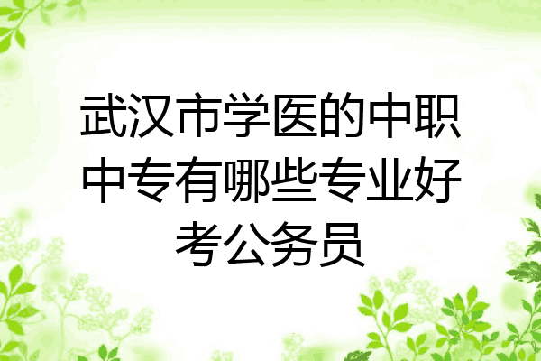 武汉市学医的中职中专有哪些专业好考公务员
