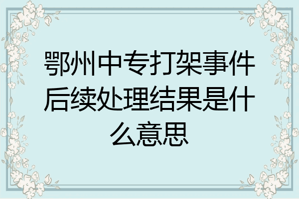 鄂州中专打架事件后续处理结果是什么意思