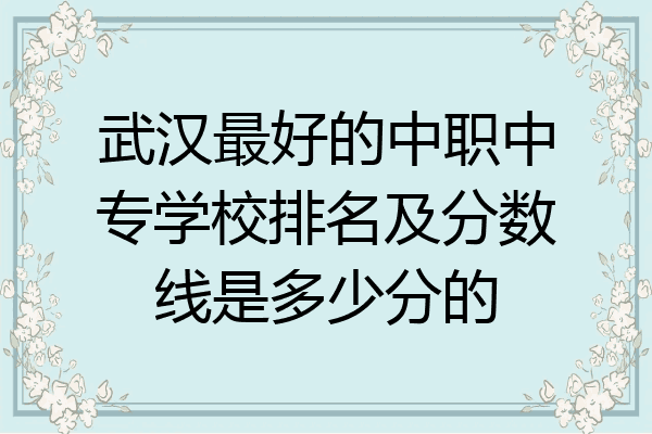 武汉最好的中职中专学校排名及分数线是多少分的