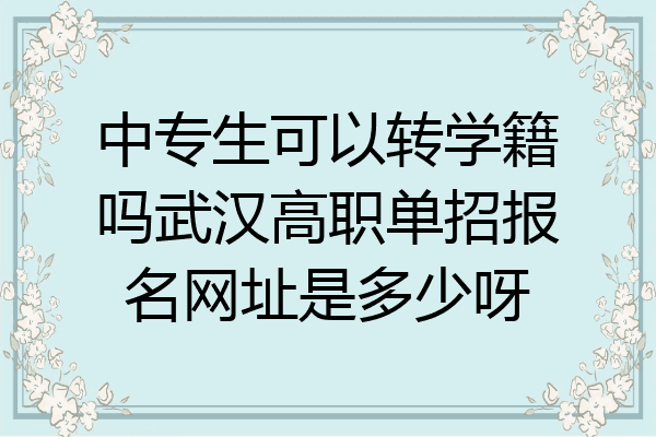 中专生可以转学籍吗武汉高职单招报名网址是多少呀