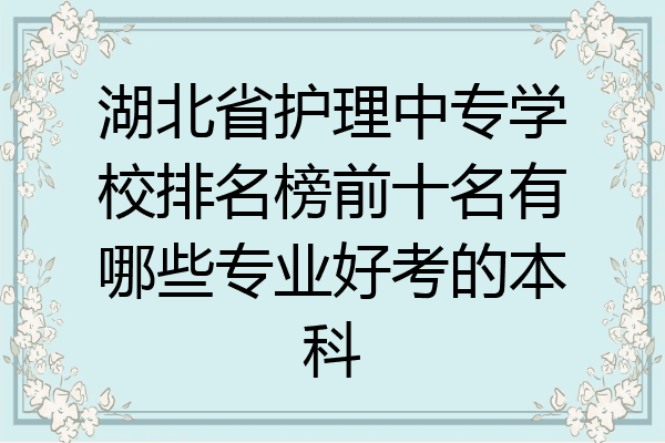 湖北省护理中专学校排名榜前十名有哪些专业好考的本科