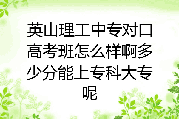 英山理工中专对口高考班怎么样啊多少分能上专科大专呢