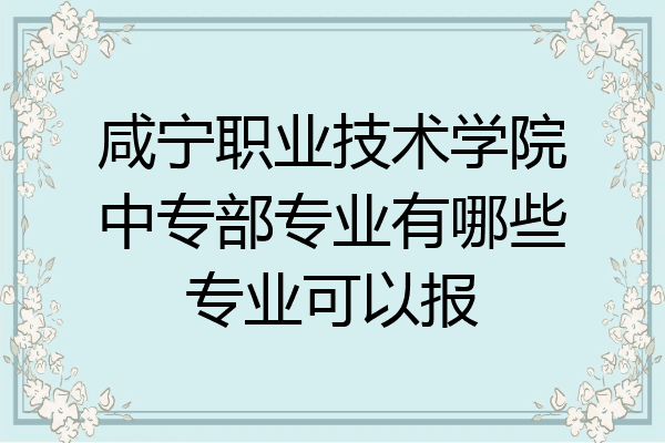 咸宁职业技术学院中专部专业有哪些专业可以报