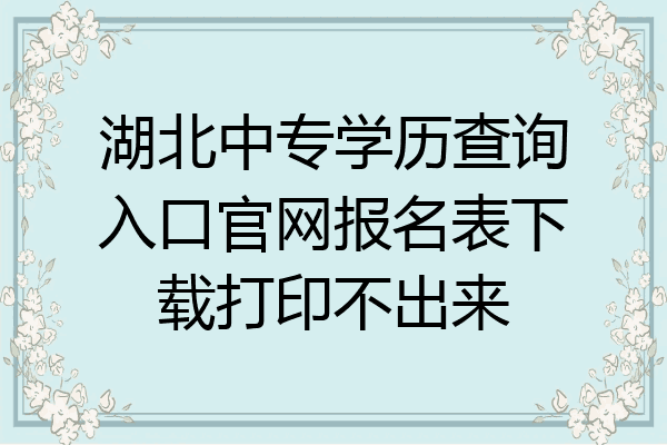 湖北中专学历查询入口官网报名表下载打印不出来