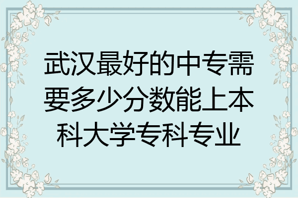 武汉最好的中专需要多少分数能上本科大学专科专业