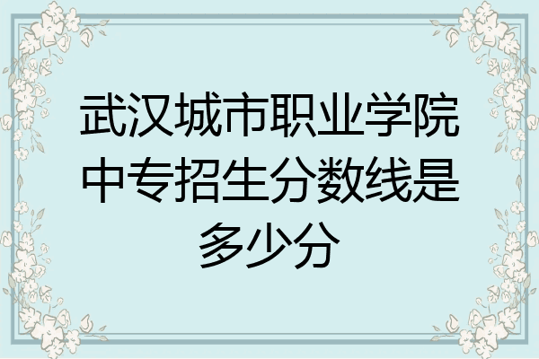 武汉城市职业学院中专招生分数线是多少分