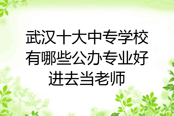 武汉十大中专学校有哪些公办专业好进去当老师
