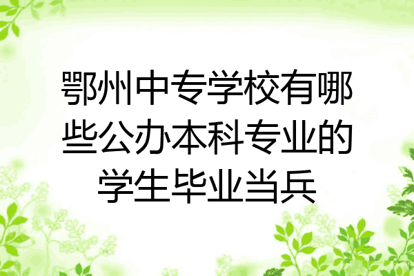 鄂州中专学校有哪些公办本科专业的学生毕业当兵