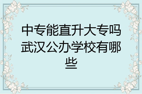 中专能直升大专吗武汉公办学校有哪些