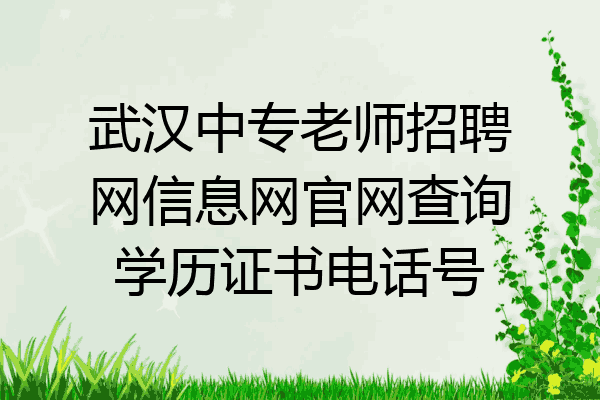 武汉中专老师招聘网信息网官网查询学历证书电话号