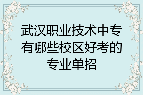 武汉职业技术中专有哪些校区好考的专业单招