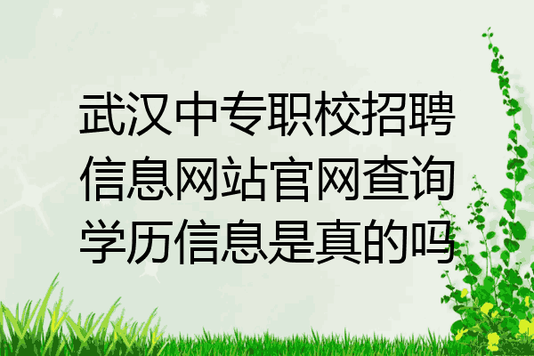 武汉中专职校招聘信息网站官网查询学历信息是真的吗