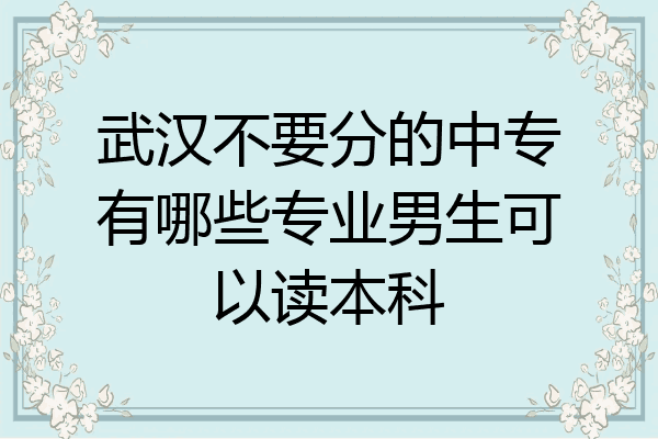 武汉不要分的中专有哪些专业男生可以读本科