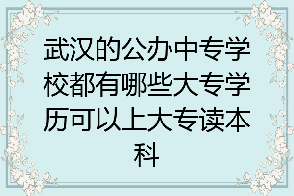 武汉的公办中专学校都有哪些大专学历可以上大专读本科