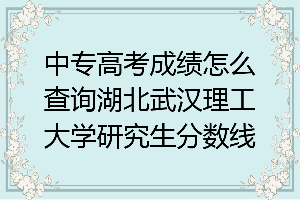 中专高考成绩怎么查询湖北武汉理工大学研究生分数线