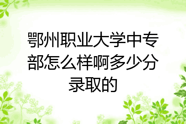 鄂州职业大学中专部怎么样啊多少分录取的