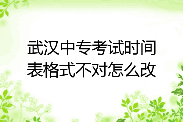 武汉中专考试时间表格式不对怎么改