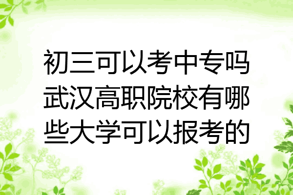 初三可以考中专吗武汉高职院校有哪些大学可以报考的