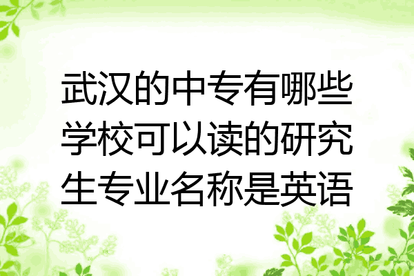 武汉的中专有哪些学校可以读的研究生专业名称是英语