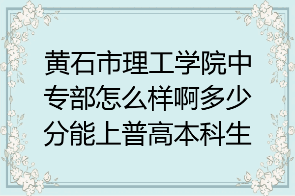 黄石市理工学院中专部怎么样啊多少分能上普高本科生