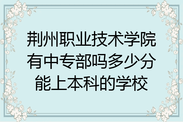 荆州职业技术学院有中专部吗多少分能上本科的学校