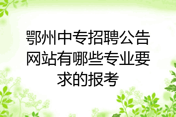 鄂州中专招聘公告网站有哪些专业要求的报考