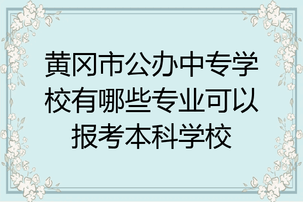 黄冈市公办中专学校有哪些专业可以报考本科学校