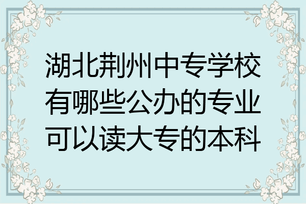 湖北荆州中专学校有哪些公办的专业可以读大专的本科