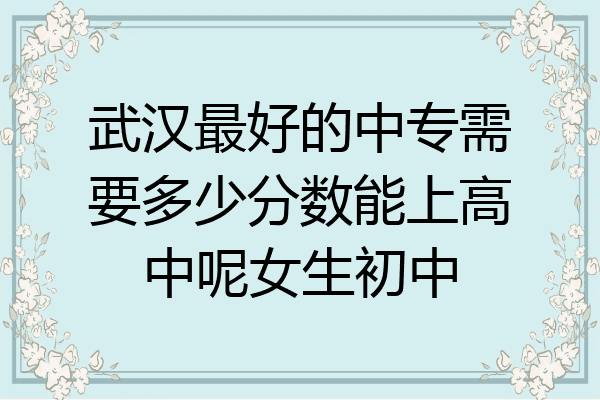 武汉最好的中专需要多少分数能上高中呢女生初中