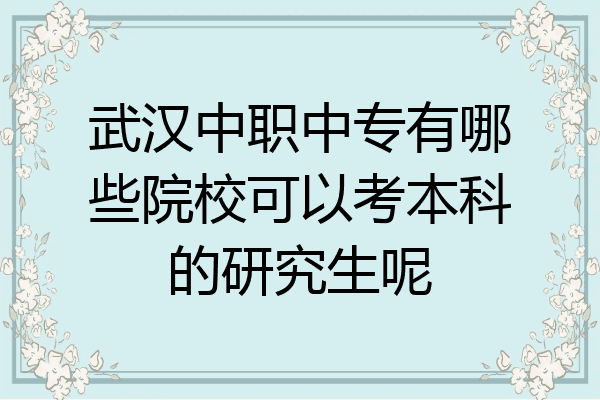 武汉中职中专有哪些院校可以考本科的研究生呢
