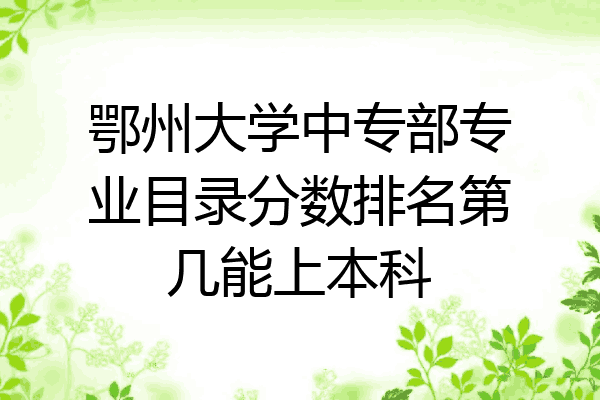 鄂州大学中专部专业目录分数排名第几能上本科