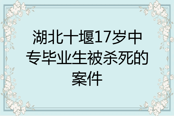 湖北十堰17岁中专毕业生被杀死的案件