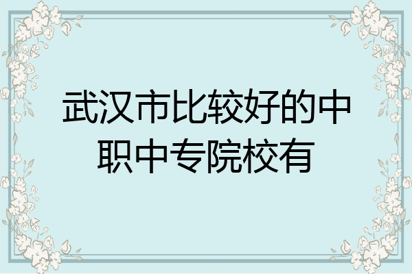 武汉市比较好的中职中专院校有
