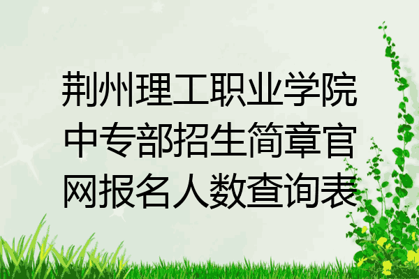 荆州理工职业学院中专部招生简章官网报名人数查询表