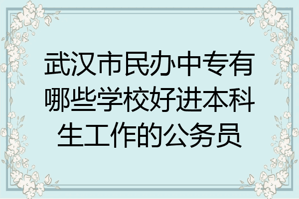武汉市民办中专有哪些学校好进本科生工作的公务员