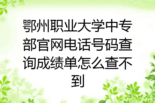 鄂州职业大学中专部官网电话号码查询成绩单怎么查不到