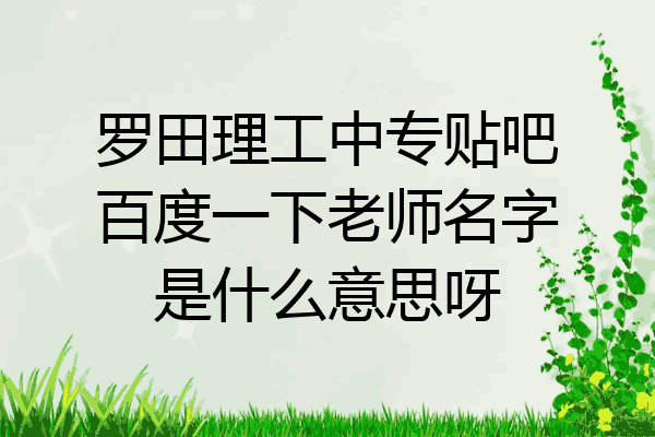 罗田理工中专贴吧百度一下老师名字是什么意思呀