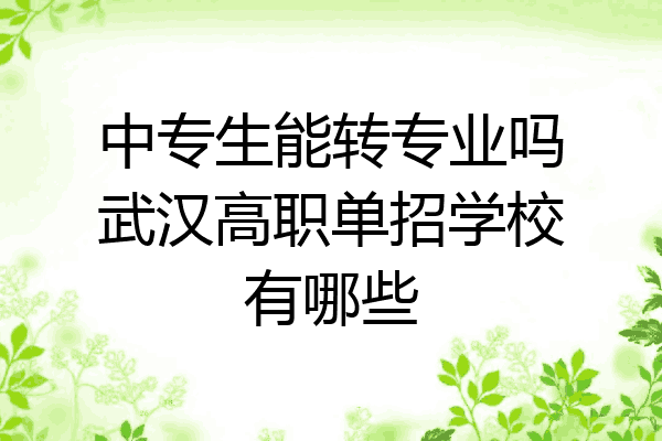 中专生能转专业吗武汉高职单招学校有哪些