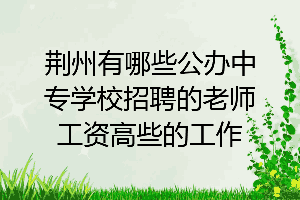 荆州有哪些公办中专学校招聘的老师工资高些的工作