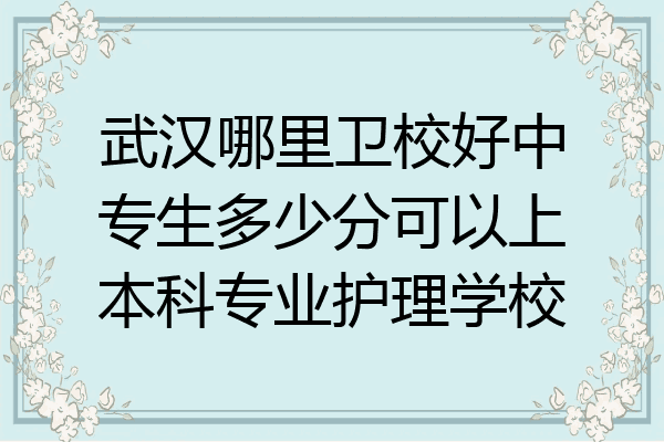 武汉哪里卫校好中专生多少分可以上本科专业护理学校