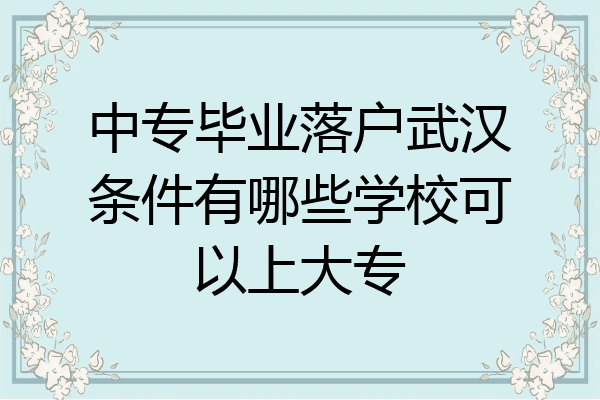 中专毕业落户武汉条件有哪些学校可以上大专