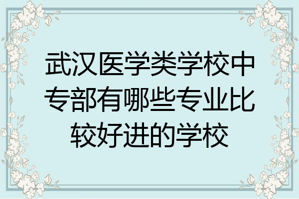 武汉医学类学校中专部有哪些专业比较好进的学校