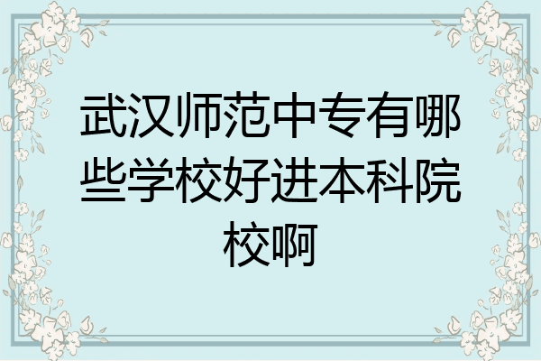 武汉师范中专有哪些学校好进本科院校啊
