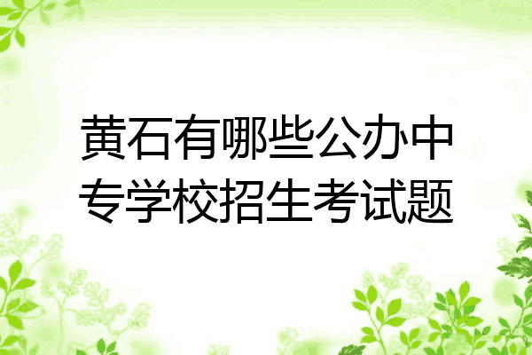 黄石有哪些公办中专学校招生考试题