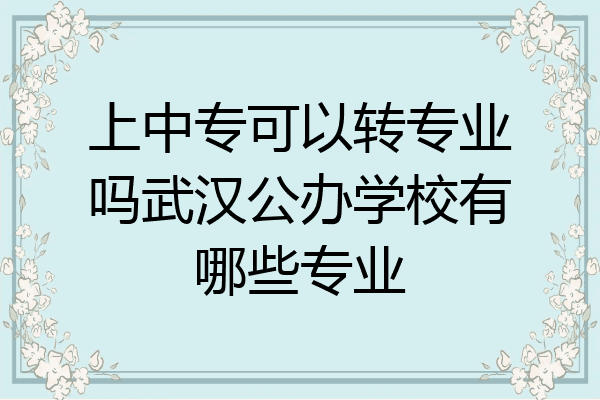 上中专可以转专业吗武汉公办学校有哪些专业