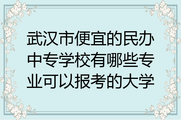 武汉市便宜的民办中专学校有哪些专业可以报考的大学