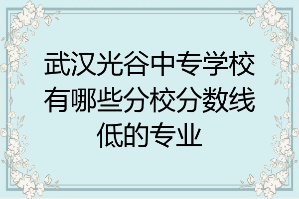 武汉光谷中专学校有哪些分校分数线低的专业
