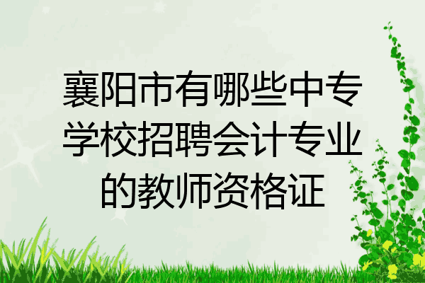 襄阳市有哪些中专学校招聘会计专业的教师资格证