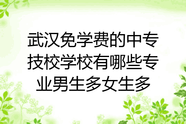 武汉免学费的中专技校学校有哪些专业男生多女生多
